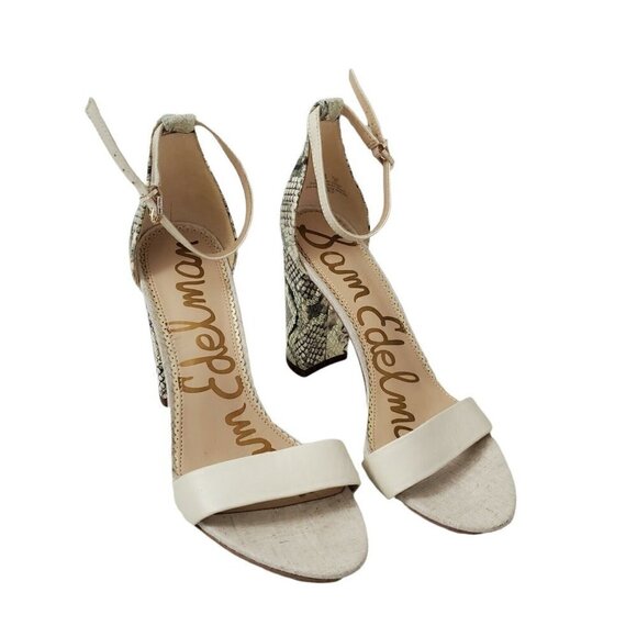 Sam Edelman Shoes - Sam Edelman Womens Sandals 10 Yaro Animal Print Ankle Strap Block Heels Leather
